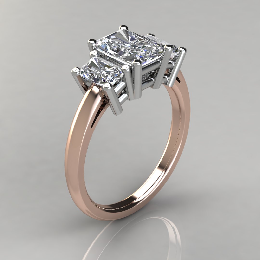 Radiant cut three on sale stone engagement ring