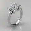 Three Stone Radiant Cut Moissanite Engagement Ring