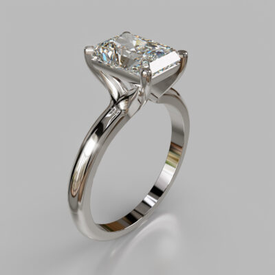 Solitaire Radiant Cut Moissanite Engagement Ring