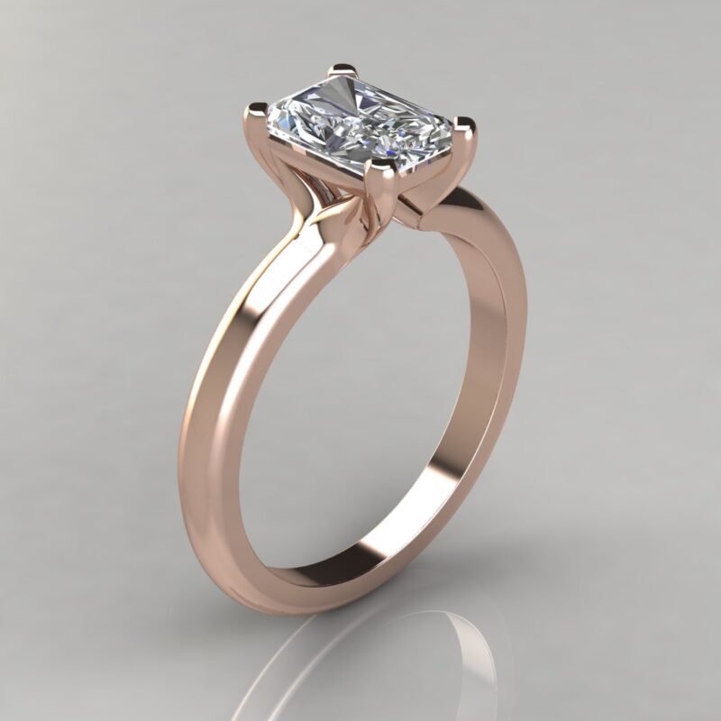 rose gold Solitaire Radiant Cut Moissanite Engagement Ring