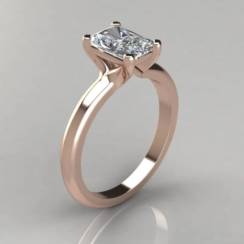 Solitaire Radiant Cut Moissanite Engagement Ring