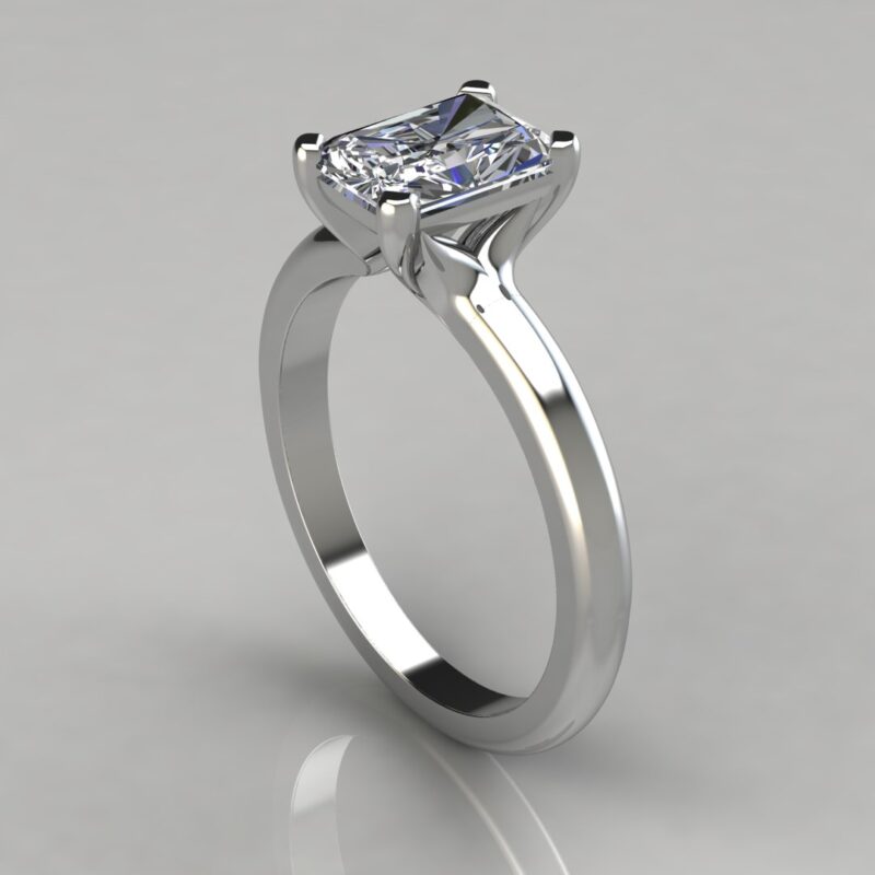 white gold Solitaire Radiant Cut Moissanite Engagement Ring