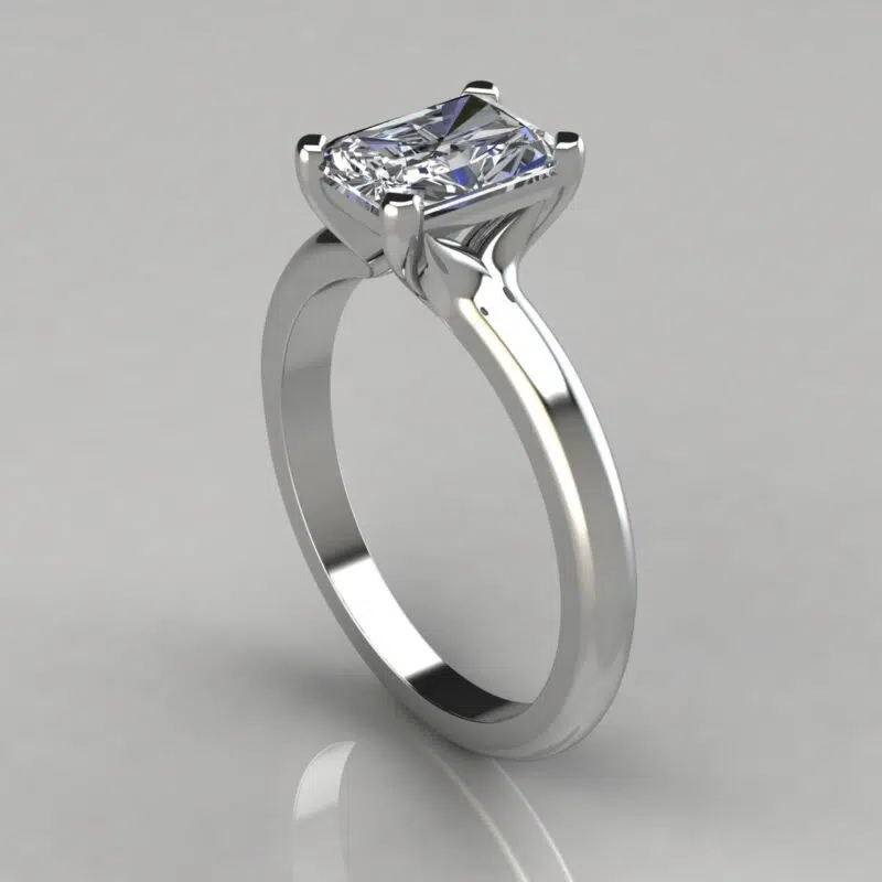 Solitaire Radiant Cut Moissanite Engagement Ring