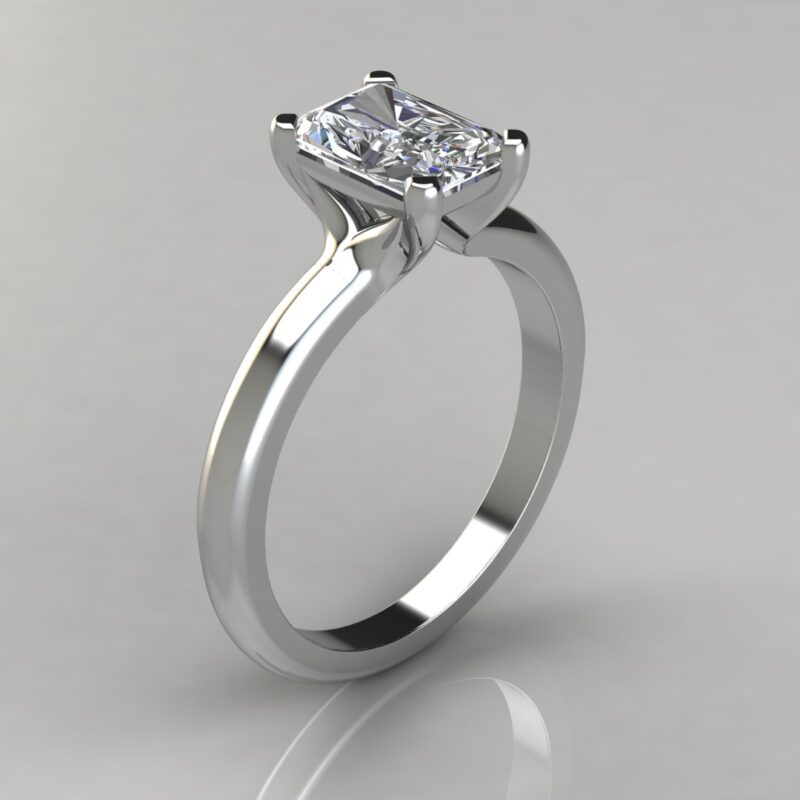 white gold Solitaire Radiant Cut Moissanite Engagement Ring