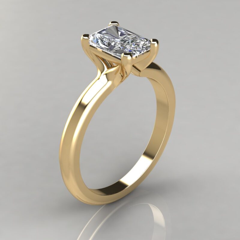 yellow gold Solitaire Radiant Cut Moissanite Engagement Ring