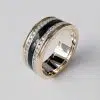 Custom Design Moissanite Men Wedding Band Black Enamel