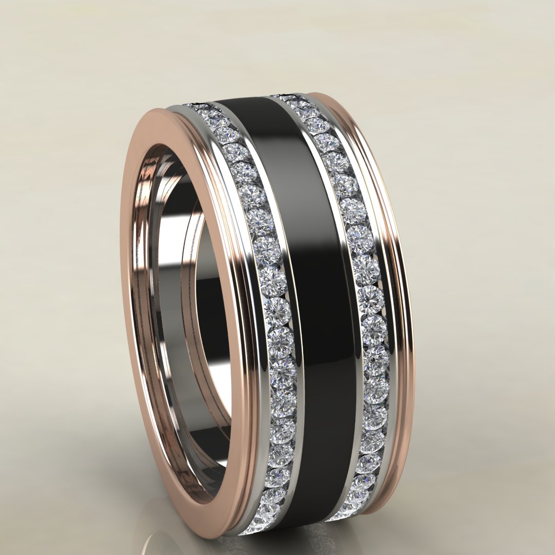 THREE KEYS Black Tungsten Wedding Band - 8mm Brushed Men's Ring
