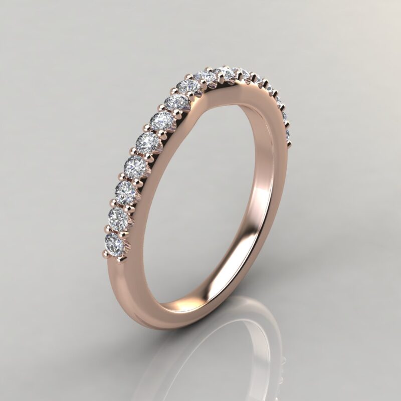 Matching Wedding Band for Two-Tone Cross Prong Pear Cut Rose Gold