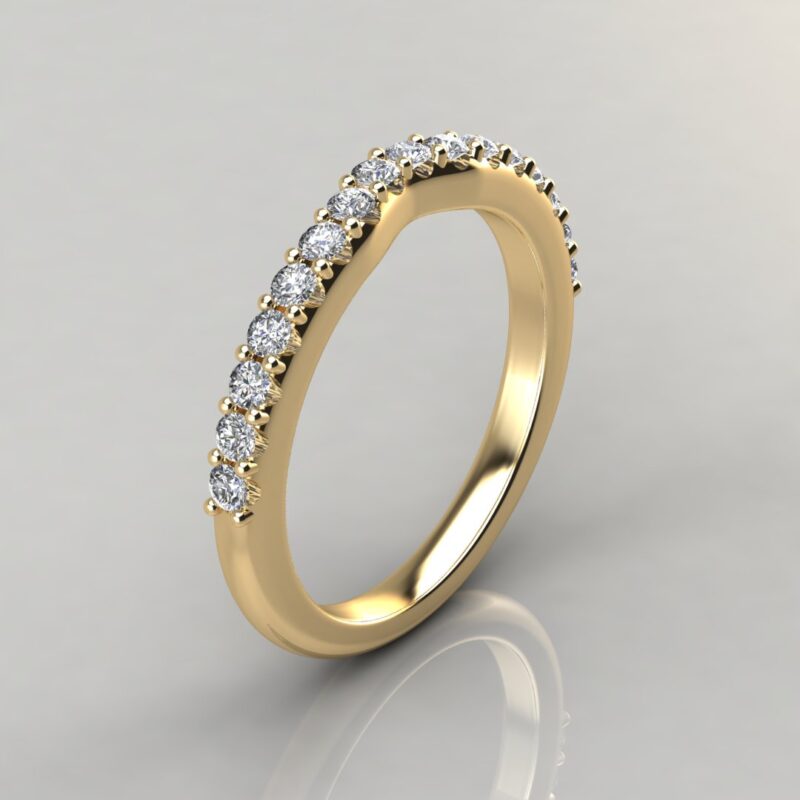 Matching Wedding Band for Two-Tone Cross Prong Pear Cut Yellow Gold