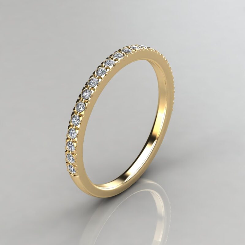 Matching Wedding Band for Halo French Pave Yellow Gold