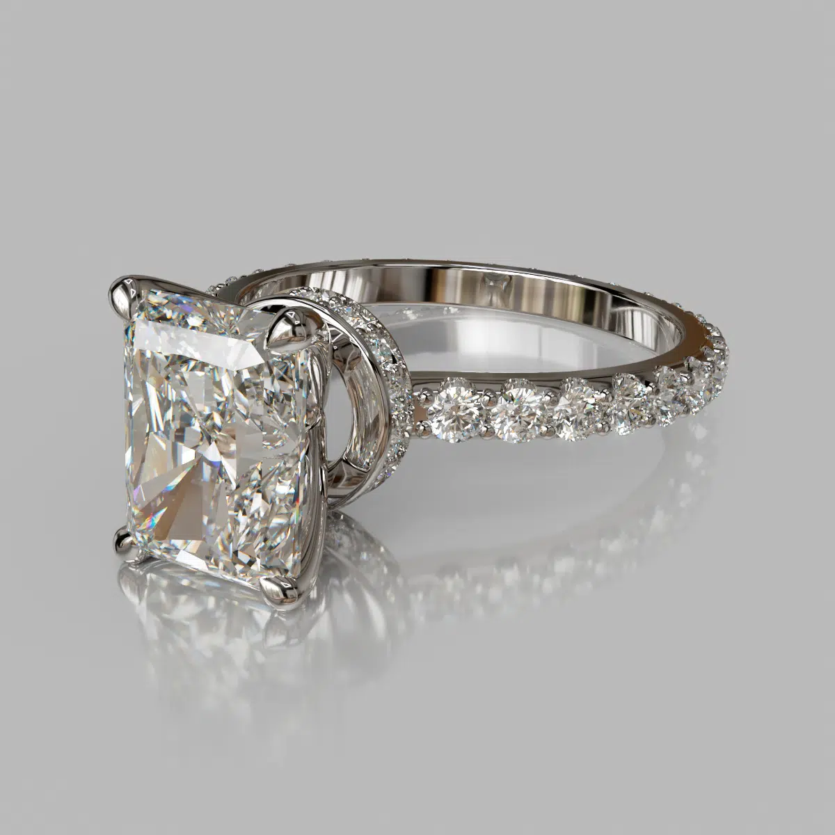 Radiant Cut Hidden Halo Moissanite Engagement Ring Radiant Cut Hidden Halo Moissanite Engagement Ring