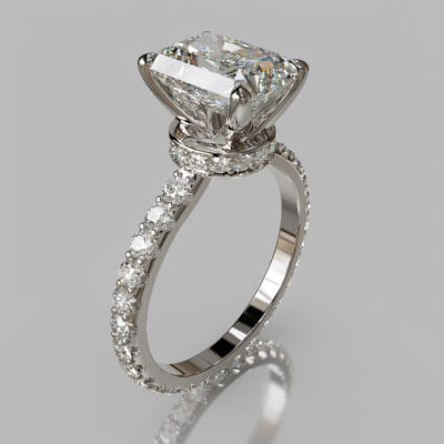 Radiant Cut Hidden Halo Moissanite Engagement Ring