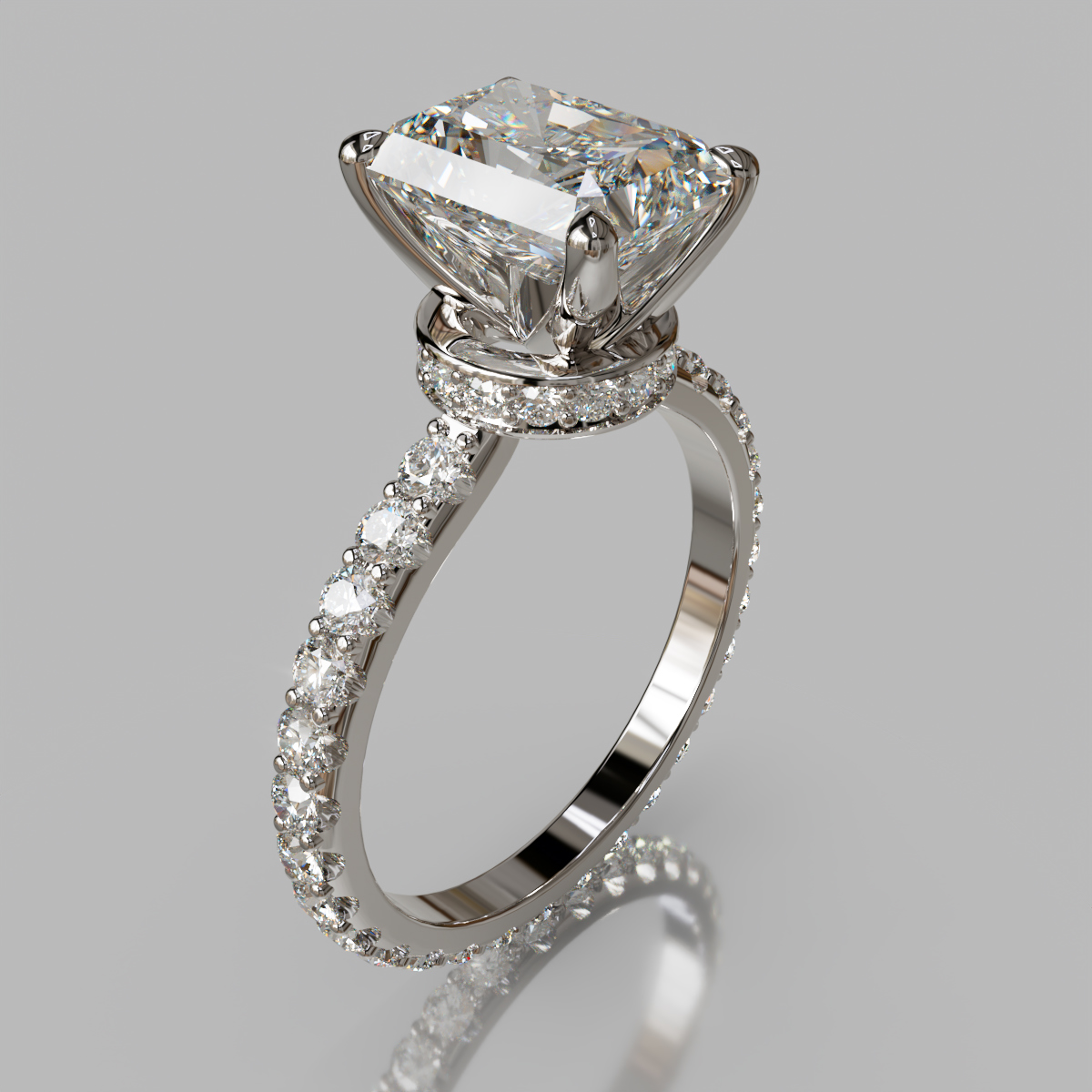 Radiant Cut Hidden Halo Moissanite Engagement Ring