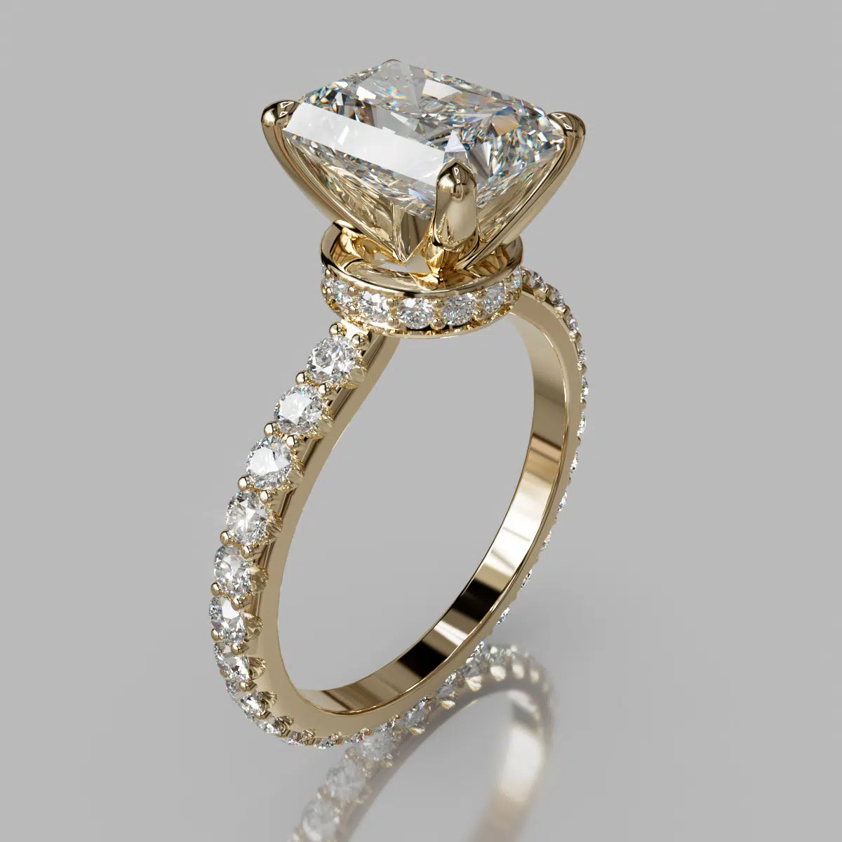 Radiant Cut Hidden Halo Moissanite Engagement Ring Radiant Cut Hidden Halo Moissanite Engagement Ring