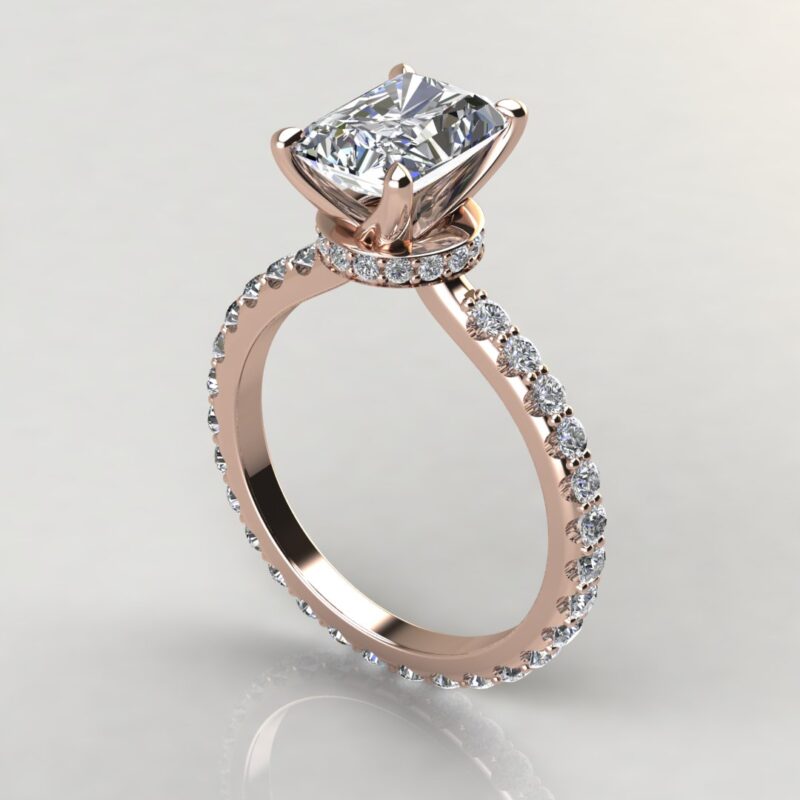 Radiant Cut Hidden Halo Moissanite Engagement Ring | Forever Moissanite