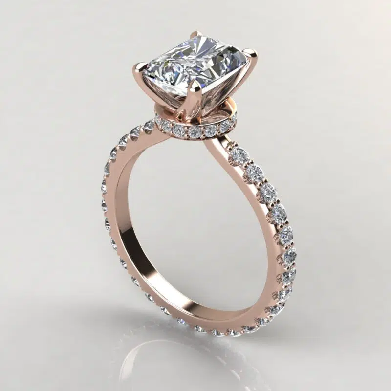 Radiant Cut Hidden Halo Moissanite Engagement Ring
