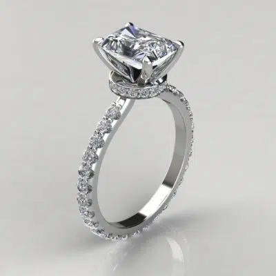 Radiant Cut Hidden Halo Moissanite Engagement Ring