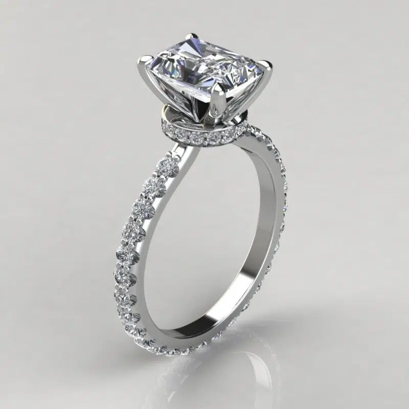 Radiant Cut Hidden Halo Moissanite Engagement Ring