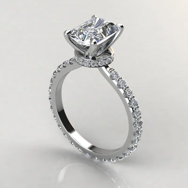 Radiant Cut Hidden Halo Moissanite Engagement Ring