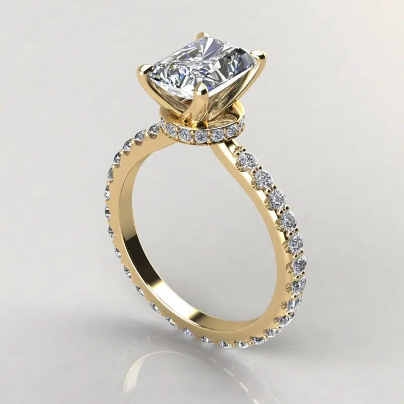 Radiant Cut Hidden Halo Moissanite Engagement Ring