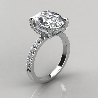 Oval Cut Moissanite hidden Halo Engagement ring
