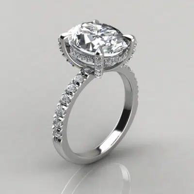 Oval Cut Moissanite hidden Halo Engagement ring