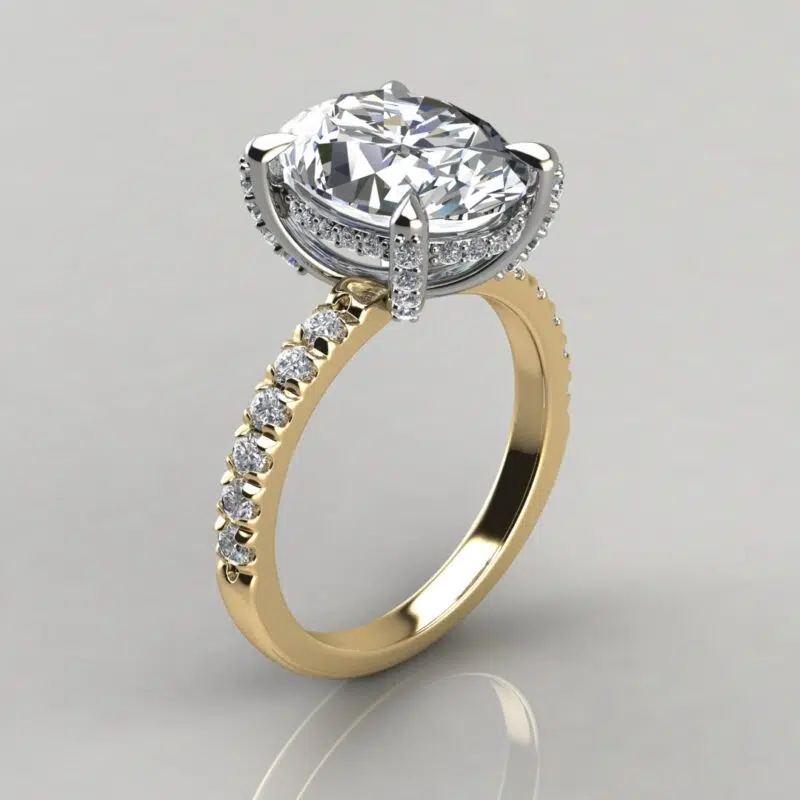 Oval Cut Moissanite hidden Halo Engagement ring