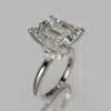 Emerald Cut Moissanite Collar Halo Solitaire Engagement ring
