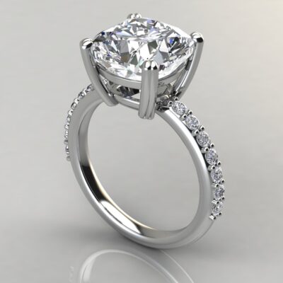 3 Carat Cushion Cut Moissanite Shared Prong Engagement ring