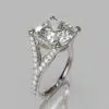 Cushion Cut Moissanite Split Shank Engagement ring