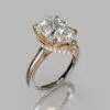 Pear Cut Moissanite Cross Prong Two-Tone Engagement ring