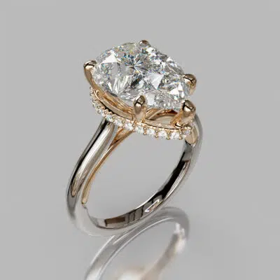 Pear Cut Moissanite Cross Prong Two-Tone Engagement ring