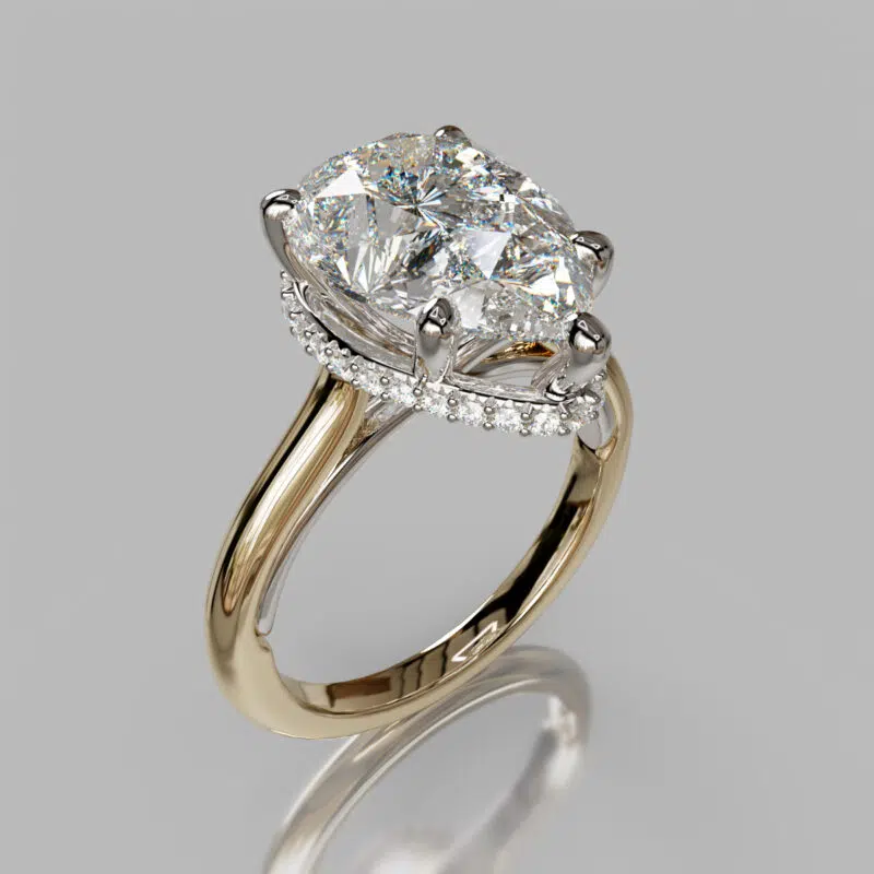 Pear Cut Moissanite Cross Prong Two-Tone Engagement ring