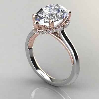 Pear Cut Moissanite Cross Prong Two-Tone Engagement ring