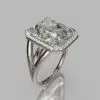 Radiant Cut Moissanite Split Shank Halo Engagement ring