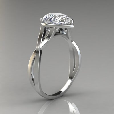 Custom Design Pear Cut Moissanite Engagement Ring