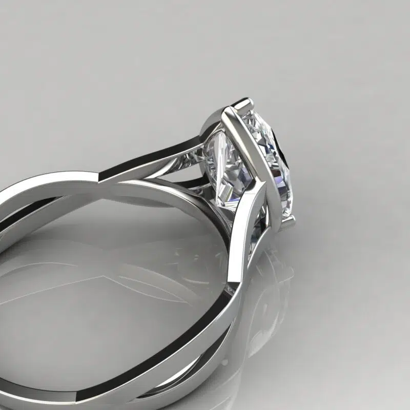 Custom Design Pear Cut Moissanite Engagement Ring
