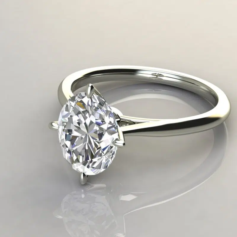 Custom Design Oval Cut Solitaire Moissanite Engagement Ring