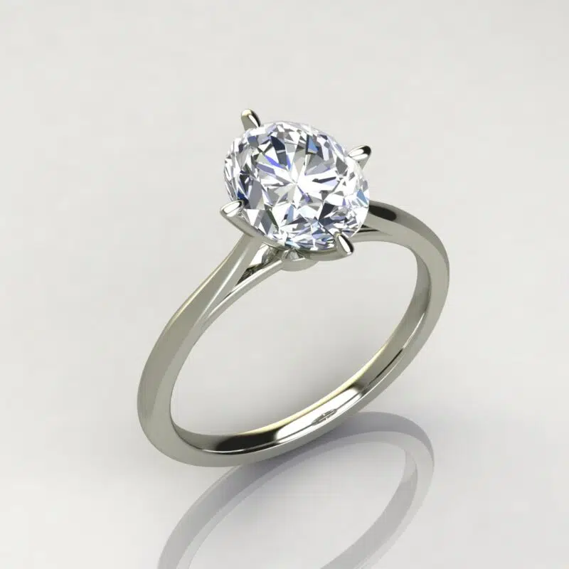 Custom Design Oval Cut Solitaire Moissanite Engagement Ring