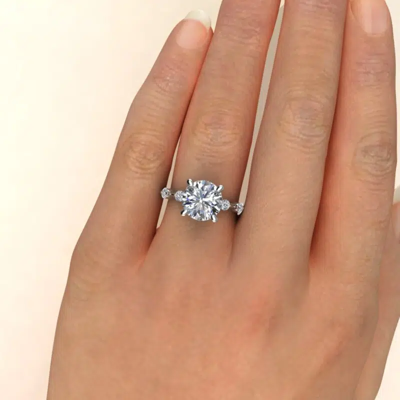 2.50 Carat Round Brilliant Cut Moissanite hidden Halo Engagement ring