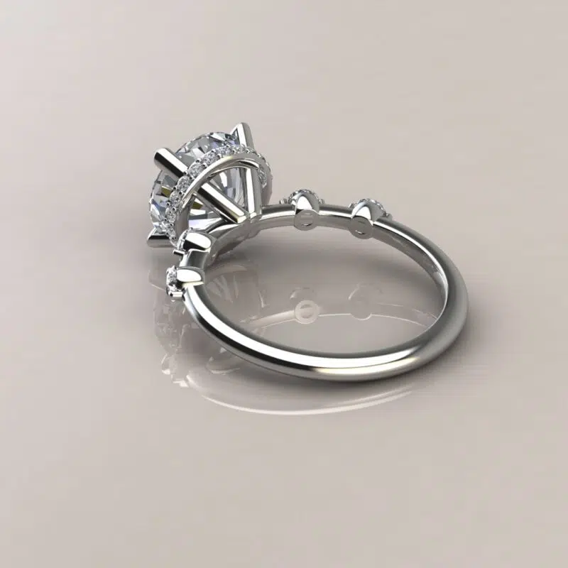 2.50 Carat Round Brilliant Cut Moissanite hidden Halo Engagement ring