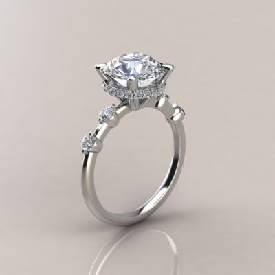 2.50 Carat Round Brilliant Cut Moissanite hidden Halo Engagement ring