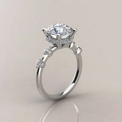 2.50 Carat Round Brilliant Cut Moissanite hidden Halo Engagement ring