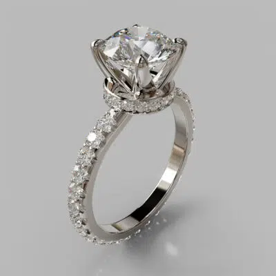 Round Cut Hidden Halo Moissanite Engagement Ring Round Cut Hidden Halo Moissanite Engagement Ring