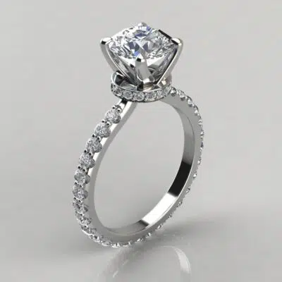 Round Cut Hidden Halo Moissanite Engagement Ring
