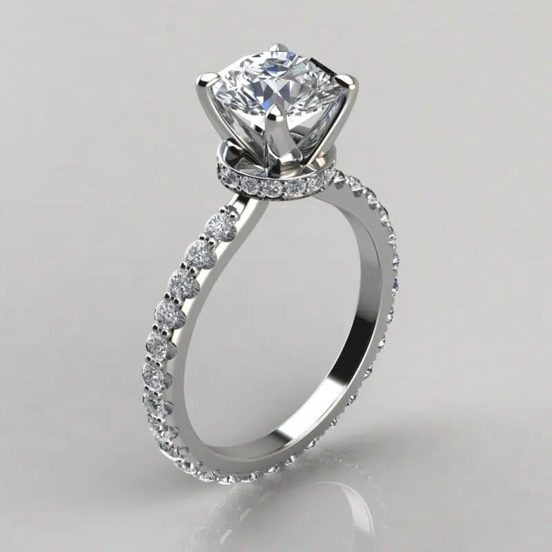 Round Cut Hidden Halo Moissanite Engagement Ring