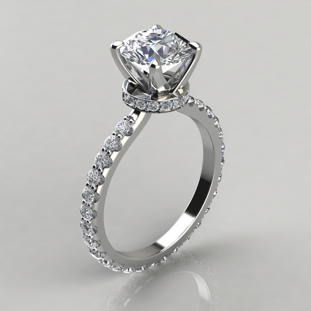 1.7 Ct. Round Cut Natural Diamond Halo Pave Vintage Style Diamond  Engagement Ring (GIA Certified) | Diamond Mansion