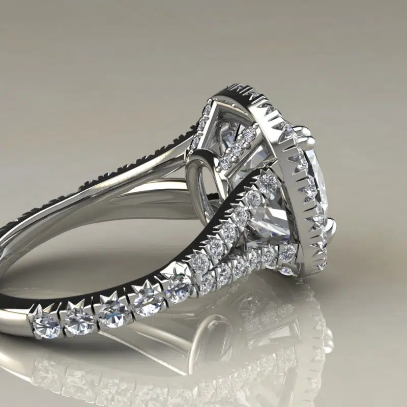 3 Carat Cushion Cut Moissanite Halo Engagement ring