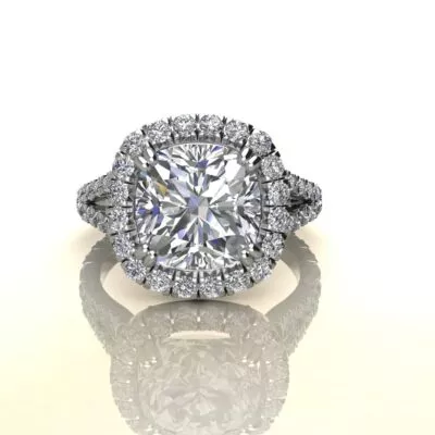 3 Carat Cushion Cut Moissanite Halo Engagement ring