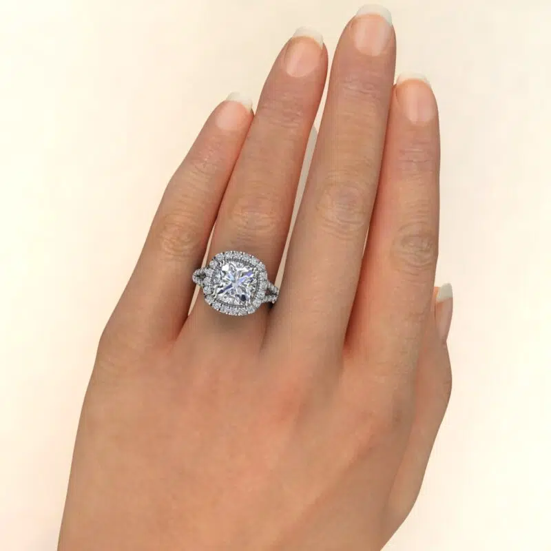 3 Carat Cushion Cut Moissanite Halo Engagement ring